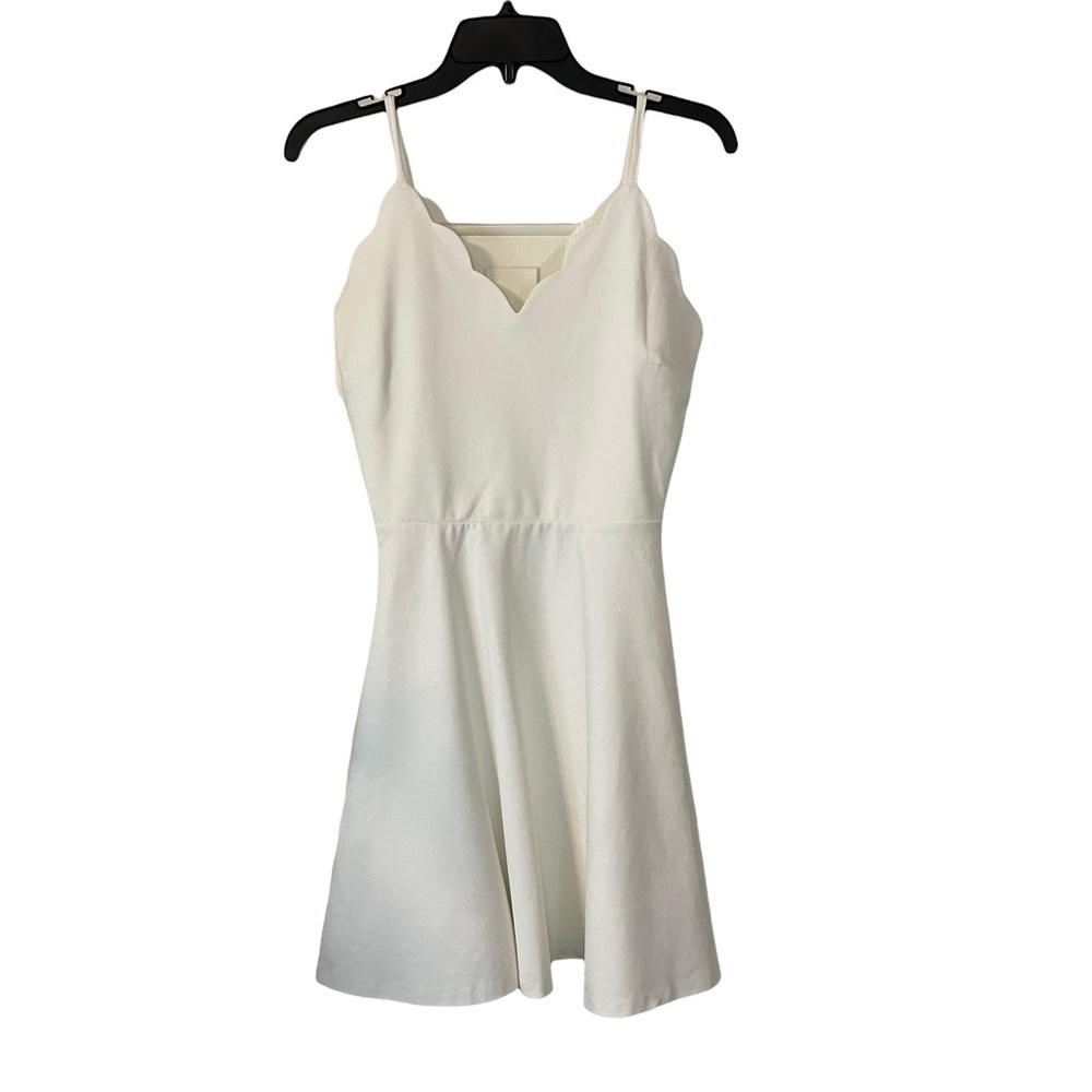 LOVE...ADY Creamy White Scallop Front Fit & Flare Skater Mini Dress. S - Picture 8 of 12